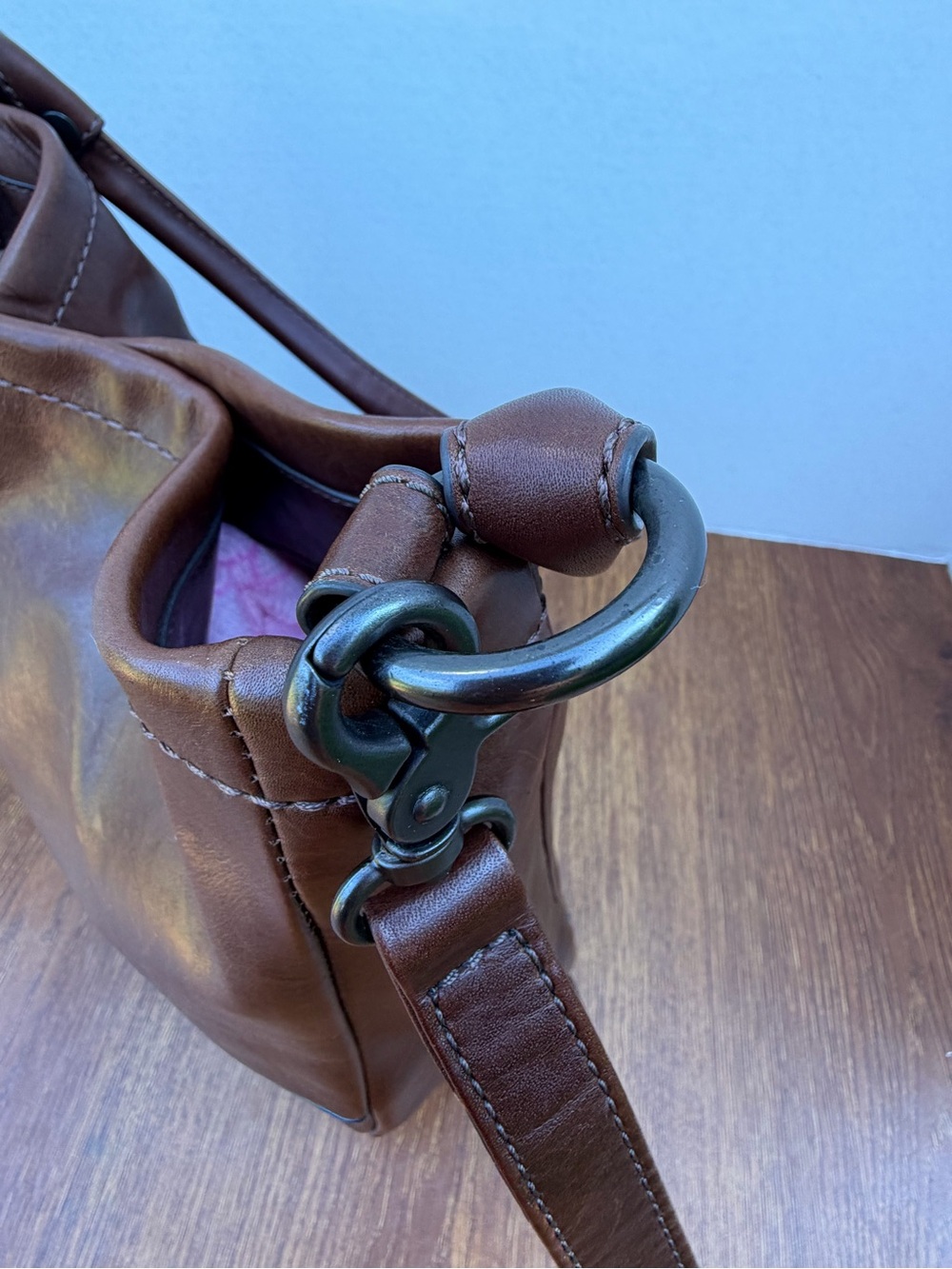 Frye Melissa Leather Convertible Hobo Crossbody Shoulder Bag Brown - Picture 11 of 16